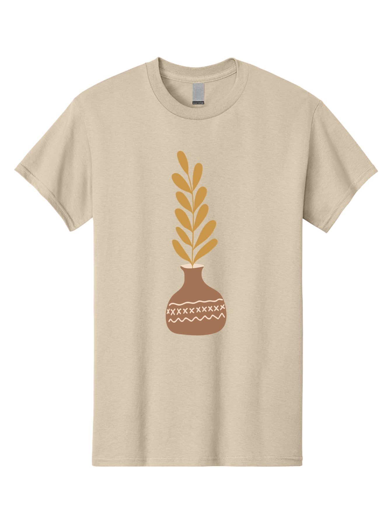 Terracotta-Vase-With-Plant Men'S Graphic Tee, 100% Cotton, Comfortable Casual Summer Wear, Machine Washable, Clay Pot, Decorative Vase, Potted Plant, Earthy Tones, Simple Design, Bohemian Style, Minimalist Art, Home Decor, Natural Elements Aae059 13
