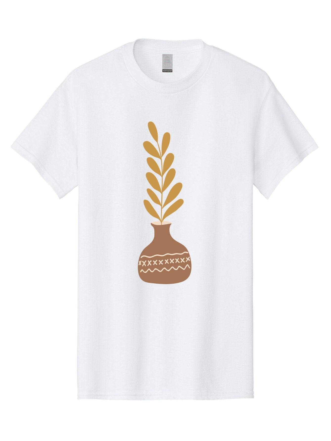 Terracotta-Vase-With-Plant Men'S Graphic Tee, 100% Cotton, Comfortable Casual Summer Wear, Machine Washable, Clay Pot, Decorative Vase, Potted Plant, Earthy Tones, Simple Design, Bohemian Style, Minimalist Art, Home Decor, Natural Elements Aae059 3