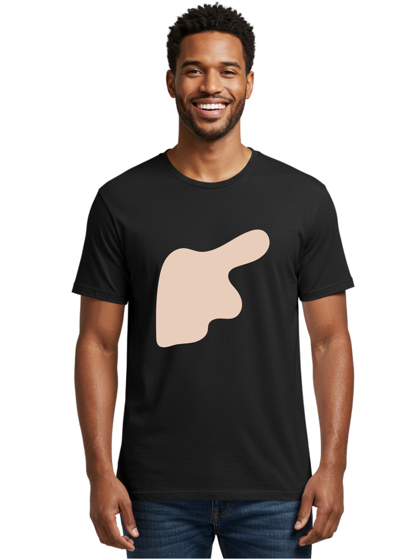 Thumbs-Up Men'S Graphic Tee, 100% Cotton, Comfortable Casual Summer Wear, Machine Washable, Thumbs Up Gesture, Approval Symbol, Positive Feedback, Like Button, Hand Gesture, Social Media Icon, Beige Shape Aae060 21