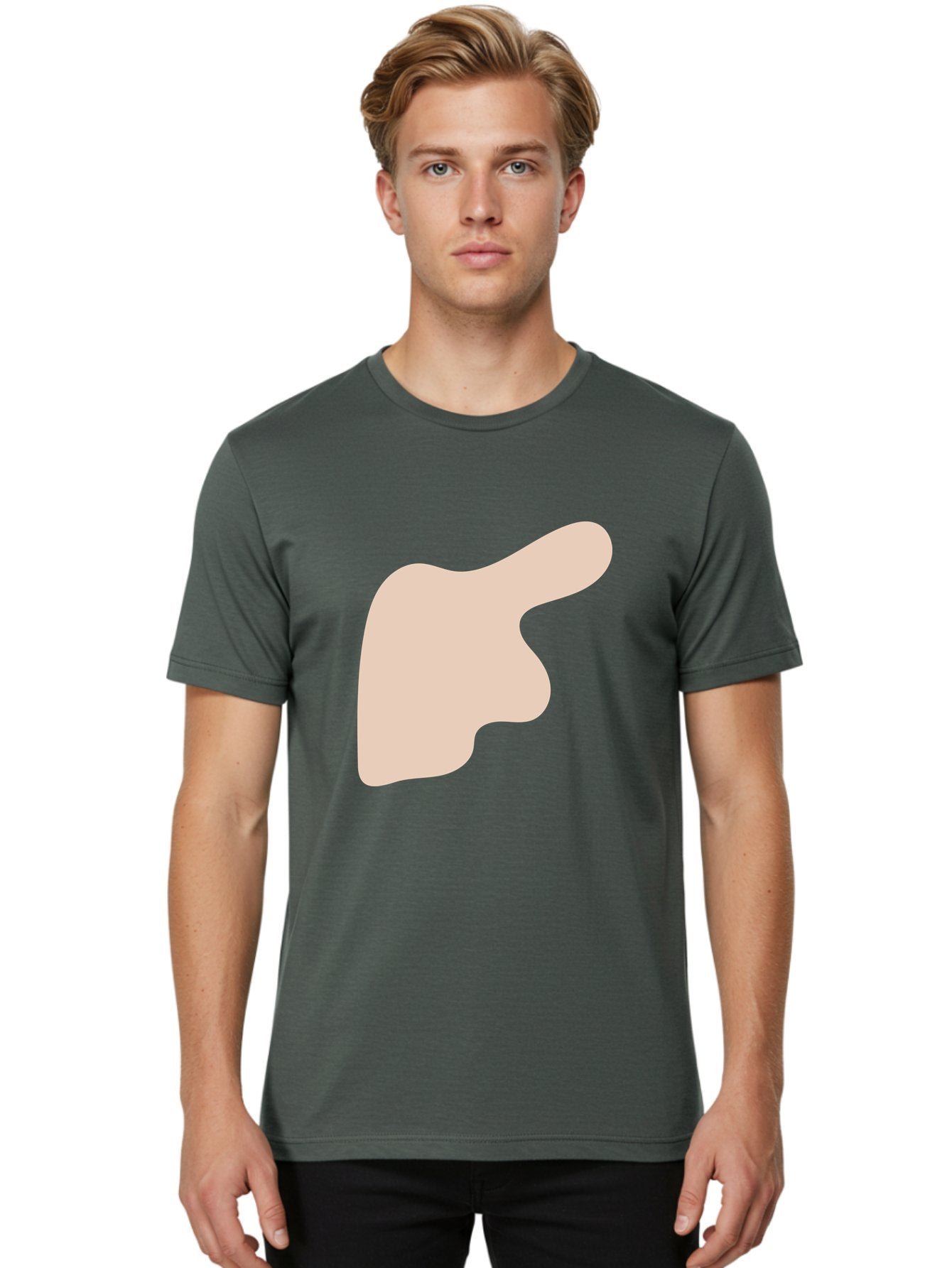 Thumbs-Up Men'S Graphic Tee, 100% Cotton, Comfortable Casual Summer Wear, Machine Washable, Thumbs Up Gesture, Approval Symbol, Positive Feedback, Like Button, Hand Gesture, Social Media Icon, Beige Shape Aae060 20