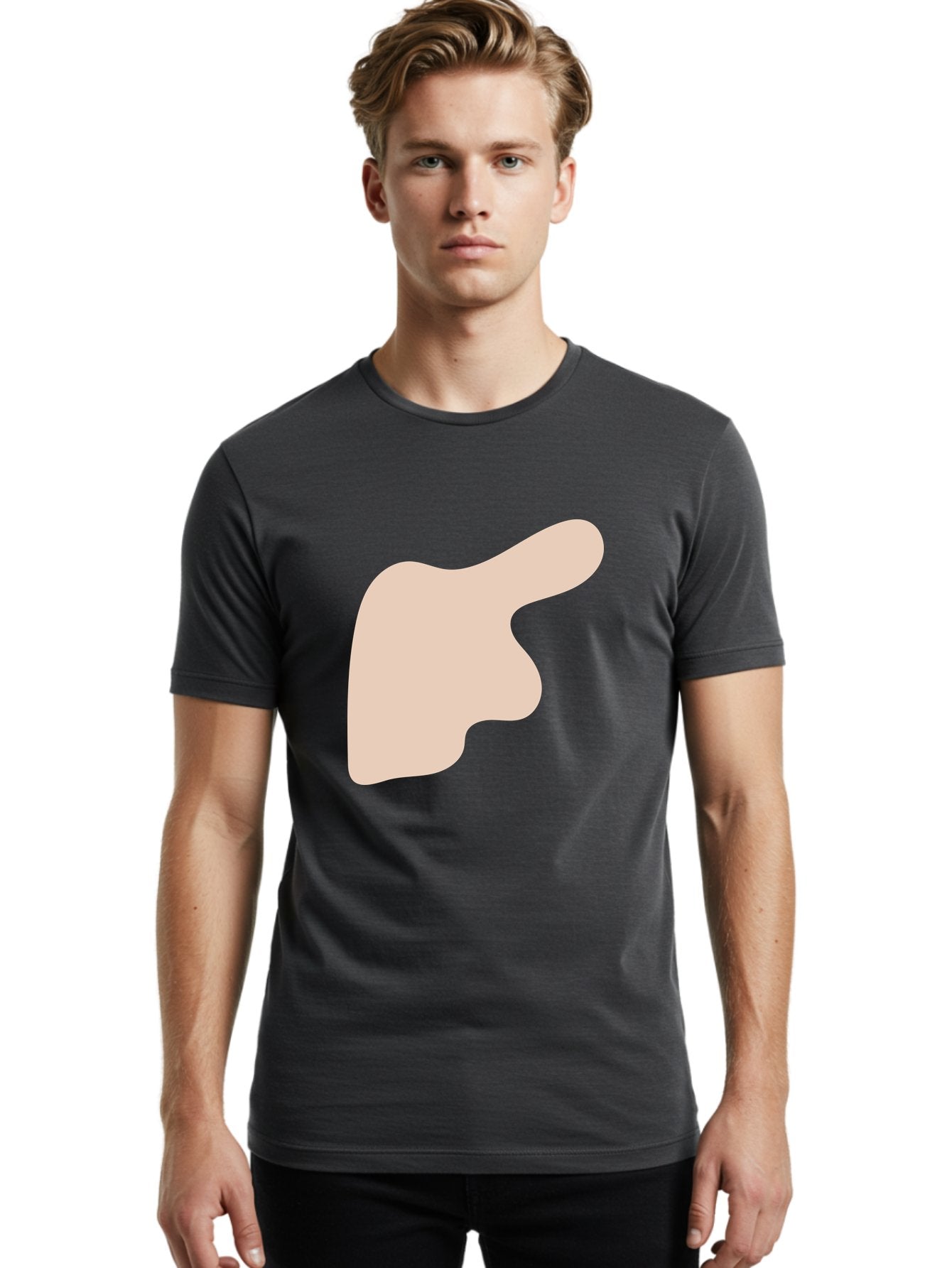 Thumbs-Up Men'S Graphic Tee, 100% Cotton, Comfortable Casual Summer Wear, Machine Washable, Thumbs Up Gesture, Approval Symbol, Positive Feedback, Like Button, Hand Gesture, Social Media Icon, Beige Shape Aae060 19