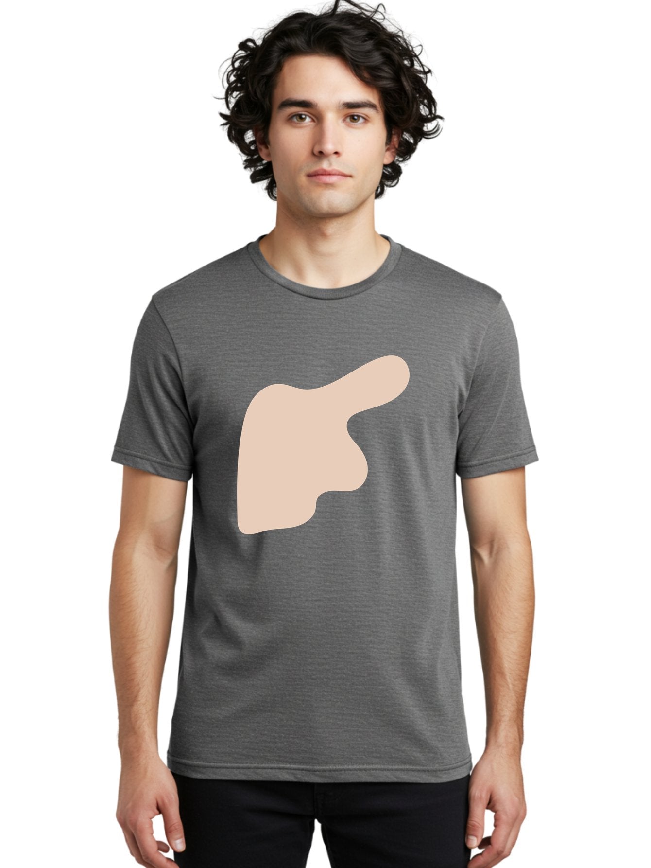 Thumbs-Up Men'S Graphic Tee, 100% Cotton, Comfortable Casual Summer Wear, Machine Washable, Thumbs Up Gesture, Approval Symbol, Positive Feedback, Like Button, Hand Gesture, Social Media Icon, Beige Shape Aae060 17