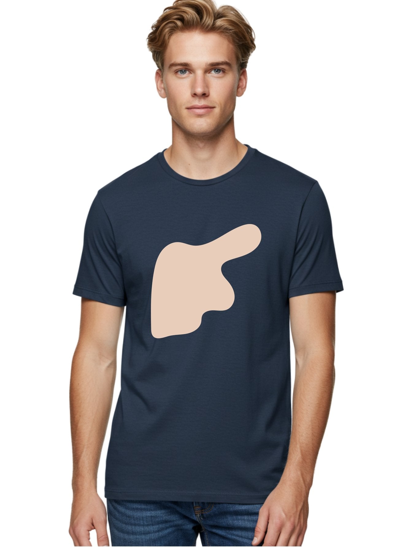 Thumbs-Up Men'S Graphic Tee, 100% Cotton, Comfortable Casual Summer Wear, Machine Washable, Thumbs Up Gesture, Approval Symbol, Positive Feedback, Like Button, Hand Gesture, Social Media Icon, Beige Shape Aae060 29