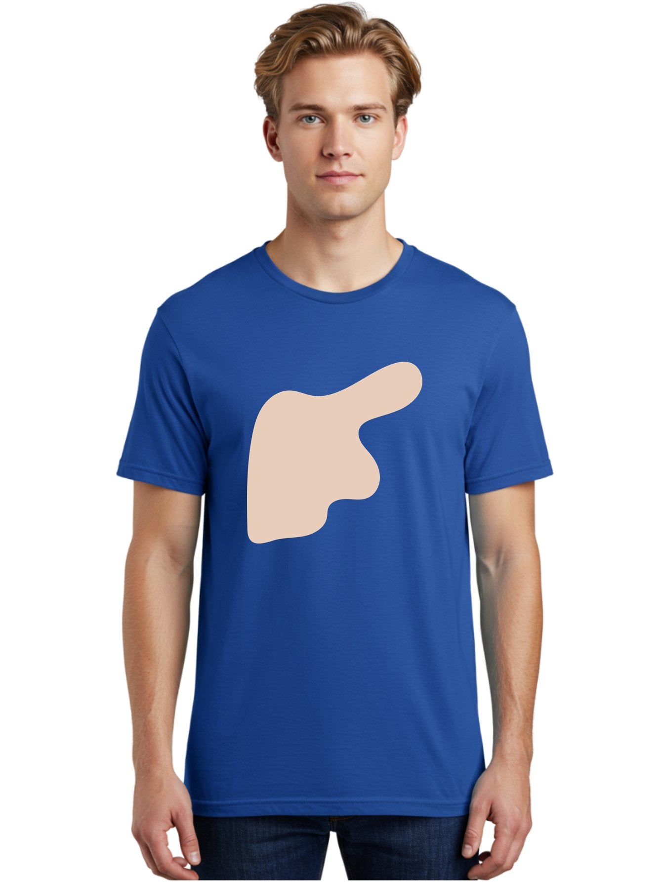 Thumbs-Up Men'S Graphic Tee, 100% Cotton, Comfortable Casual Summer Wear, Machine Washable, Thumbs Up Gesture, Approval Symbol, Positive Feedback, Like Button, Hand Gesture, Social Media Icon, Beige Shape Aae060 25