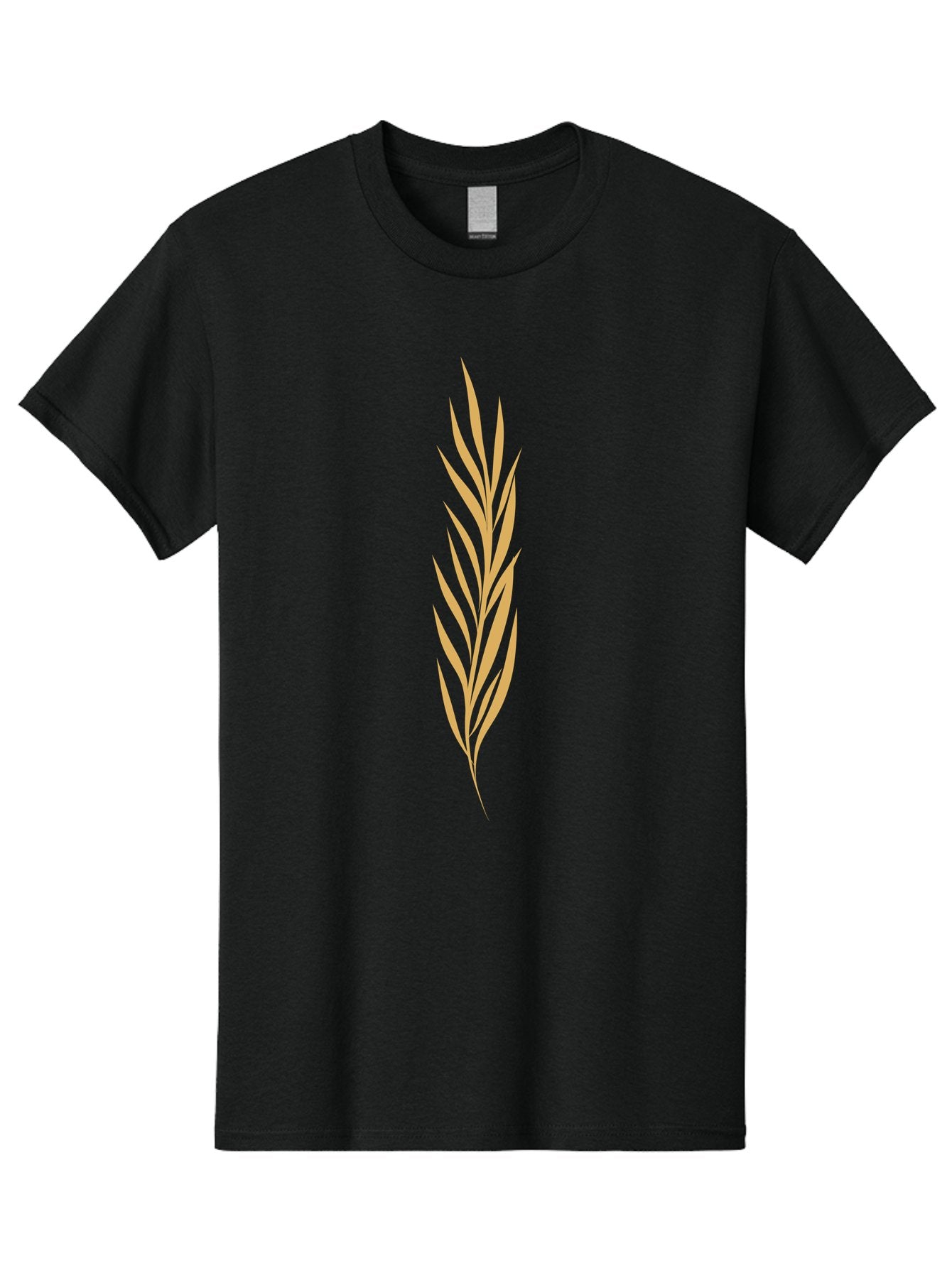 Wheat Men'S Graphic Tee, 100% Cotton, Comfortable Casual Summer Wear, Machine Washable, Palm Frond, Tropical Leaf, Minimalist Design, Simple Graphics, Beige Colors, Symmetrical Shape, Abstract Art Aae061 9