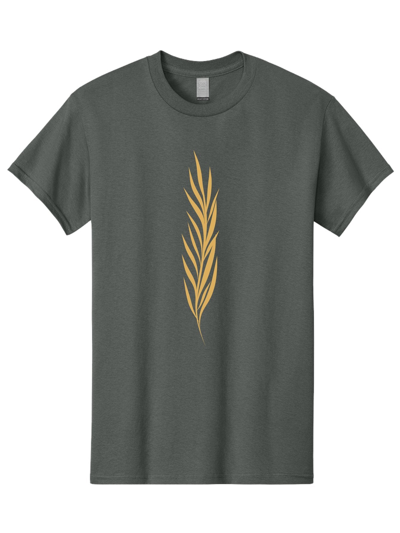 Wheat Men'S Graphic Tee, 100% Cotton, Comfortable Casual Summer Wear, Machine Washable, Palm Frond, Tropical Leaf, Minimalist Design, Simple Graphics, Beige Colors, Symmetrical Shape, Abstract Art Aae061 13