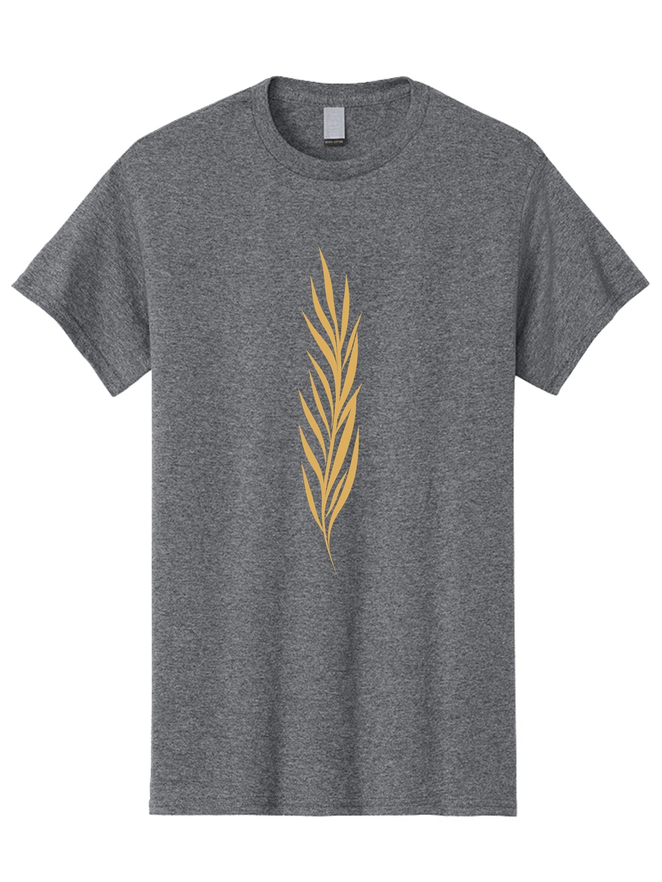 Wheat Men'S Graphic Tee, 100% Cotton, Comfortable Casual Summer Wear, Machine Washable, Palm Frond, Tropical Leaf, Minimalist Design, Simple Graphics, Beige Colors, Symmetrical Shape, Abstract Art Aae061 6