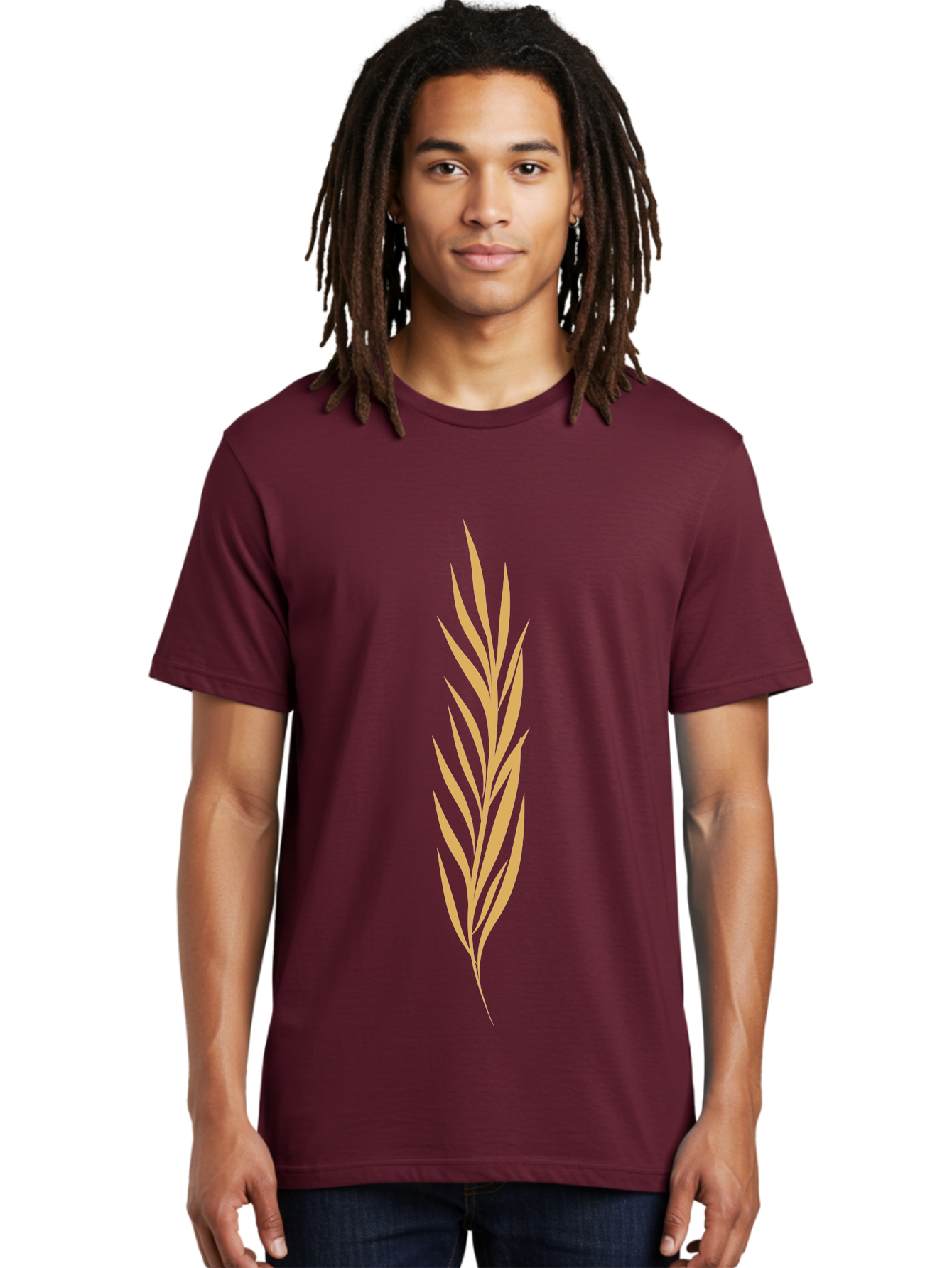 Wheat Men'S Graphic Tee, 100% Cotton, Comfortable Casual Summer Wear, Machine Washable, Palm Frond, Tropical Leaf, Minimalist Design, Simple Graphics, Beige Colors, Symmetrical Shape, Abstract Art Aae061 18