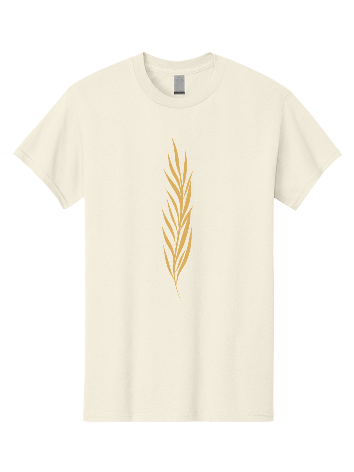 Wheat Men'S Graphic Tee, 100% Cotton, Comfortable Casual Summer Wear, Machine Washable, Palm Frond, Tropical Leaf, Minimalist Design, Simple Graphics, Beige Colors, Symmetrical Shape, Abstract Art Aae061 19