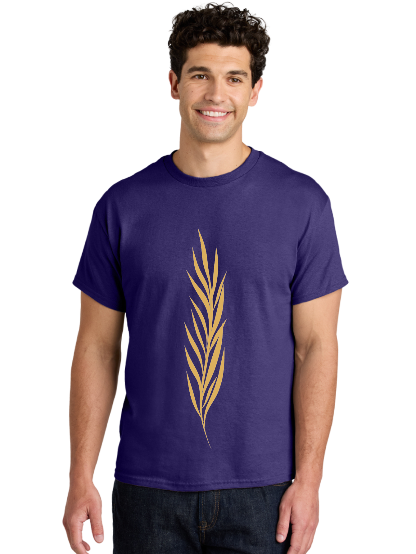 Wheat Men'S Graphic Tee, 100% Cotton, Comfortable Casual Summer Wear, Machine Washable, Palm Frond, Tropical Leaf, Minimalist Design, Simple Graphics, Beige Colors, Symmetrical Shape, Abstract Art Aae061 26
