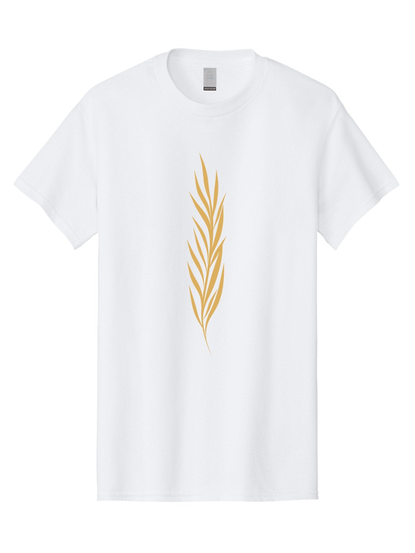 Wheat Men'S Graphic Tee, 100% Cotton, Comfortable Casual Summer Wear, Machine Washable, Palm Frond, Tropical Leaf, Minimalist Design, Simple Graphics, Beige Colors, Symmetrical Shape, Abstract Art Aae061 5