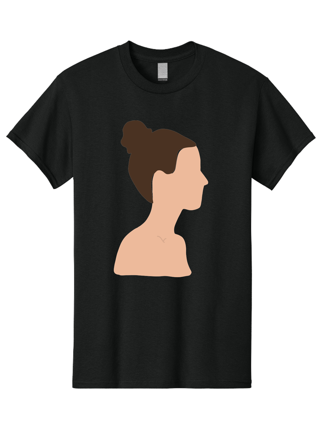 Woman-Profile-1 Men'S Graphic Tee, 100% Cotton, Comfortable Casual Summer Wear, Machine Washable, Woman Profile, Minimalist Portrait, Simple Illustration, Dark Hair, Bun Hairstyle, Featureless Face, Bare Shoulders, Clean Design, Modern Art Aae064 23