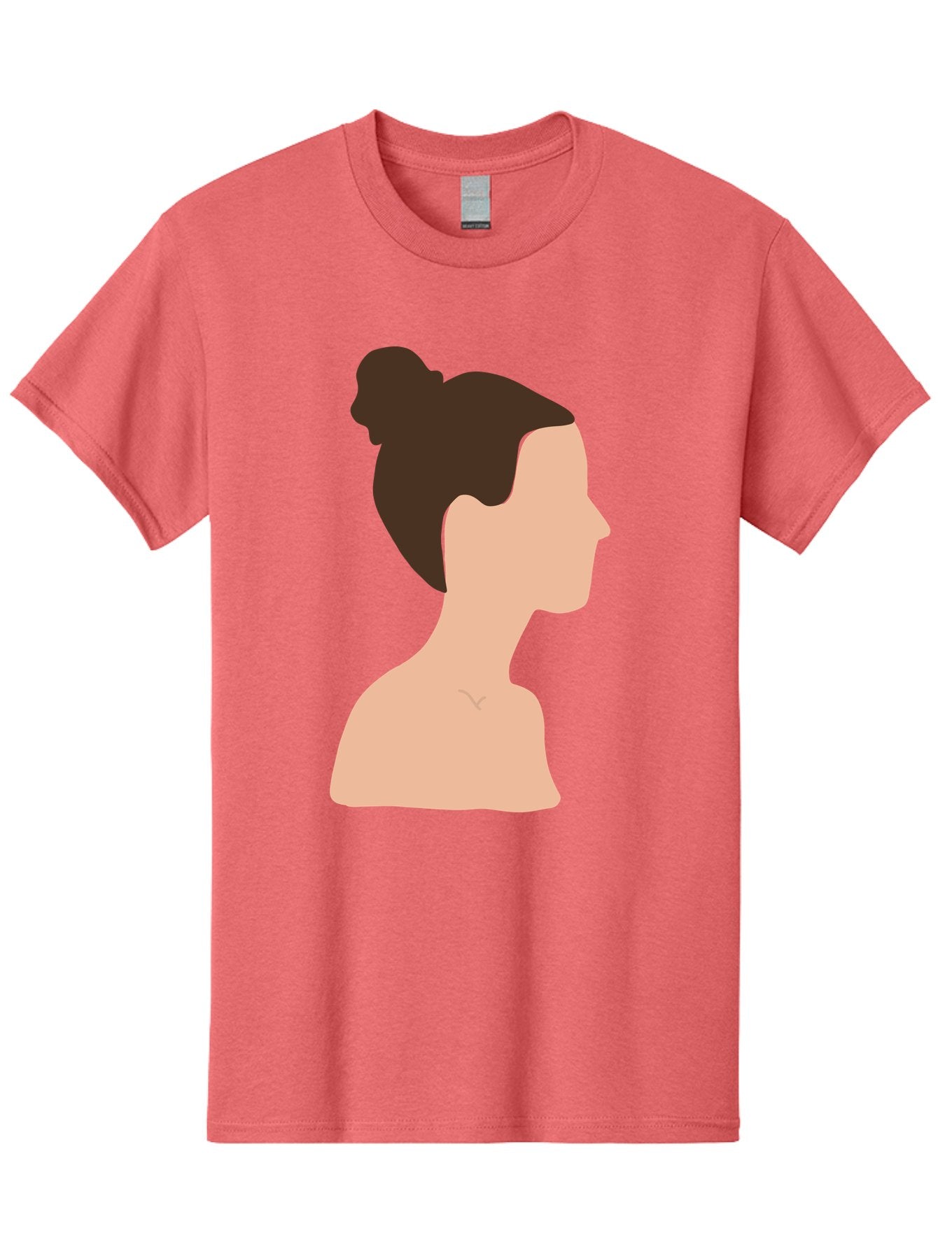 Woman-Profile-1 Men'S Graphic Tee, 100% Cotton, Comfortable Casual Summer Wear, Machine Washable, Woman Profile, Minimalist Portrait, Simple Illustration, Dark Hair, Bun Hairstyle, Featureless Face, Bare Shoulders, Clean Design, Modern Art Aae064 5