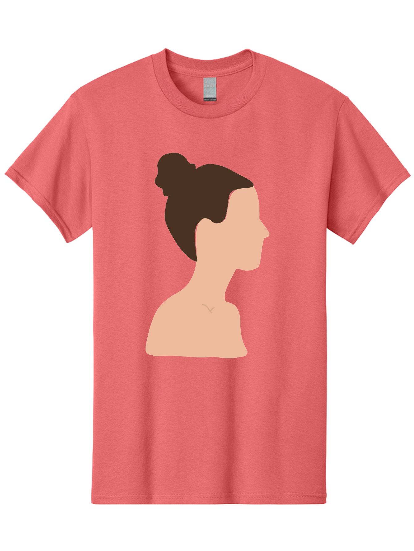 Woman-Profile-1 Men'S Graphic Tee, 100% Cotton, Comfortable Casual Summer Wear, Machine Washable, Woman Profile, Minimalist Portrait, Simple Illustration, Dark Hair, Bun Hairstyle, Featureless Face, Bare Shoulders, Clean Design, Modern Art Aae064 15