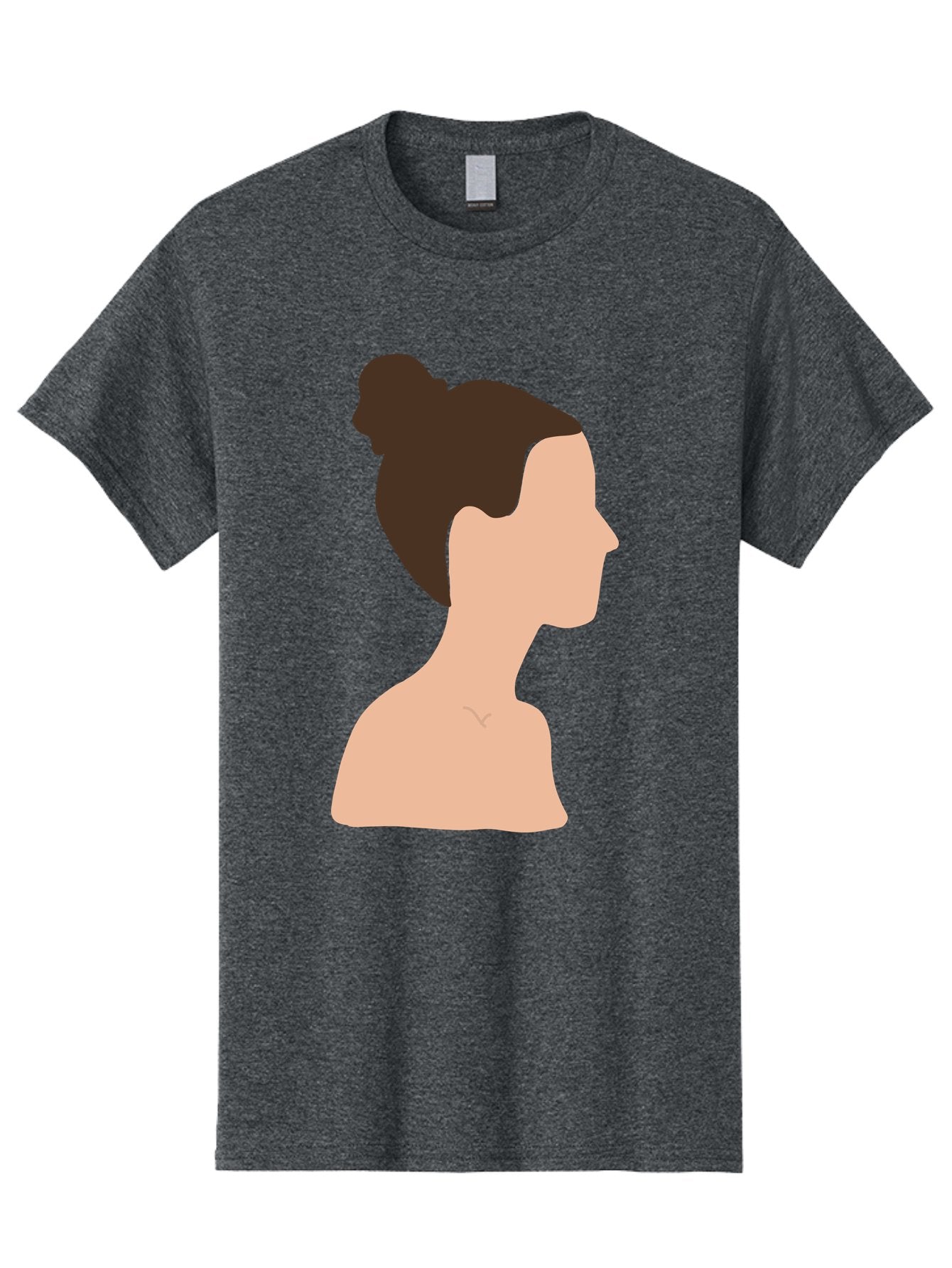 Woman-Profile-1 Men'S Graphic Tee, 100% Cotton, Comfortable Casual Summer Wear, Machine Washable, Woman Profile, Minimalist Portrait, Simple Illustration, Dark Hair, Bun Hairstyle, Featureless Face, Bare Shoulders, Clean Design, Modern Art Aae064 12