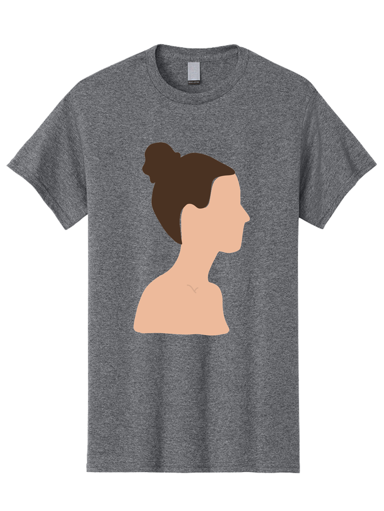 Woman-Profile-1 Men'S Graphic Tee, 100% Cotton, Comfortable Casual Summer Wear, Machine Washable, Woman Profile, Minimalist Portrait, Simple Illustration, Dark Hair, Bun Hairstyle, Featureless Face, Bare Shoulders, Clean Design, Modern Art Aae064 13
