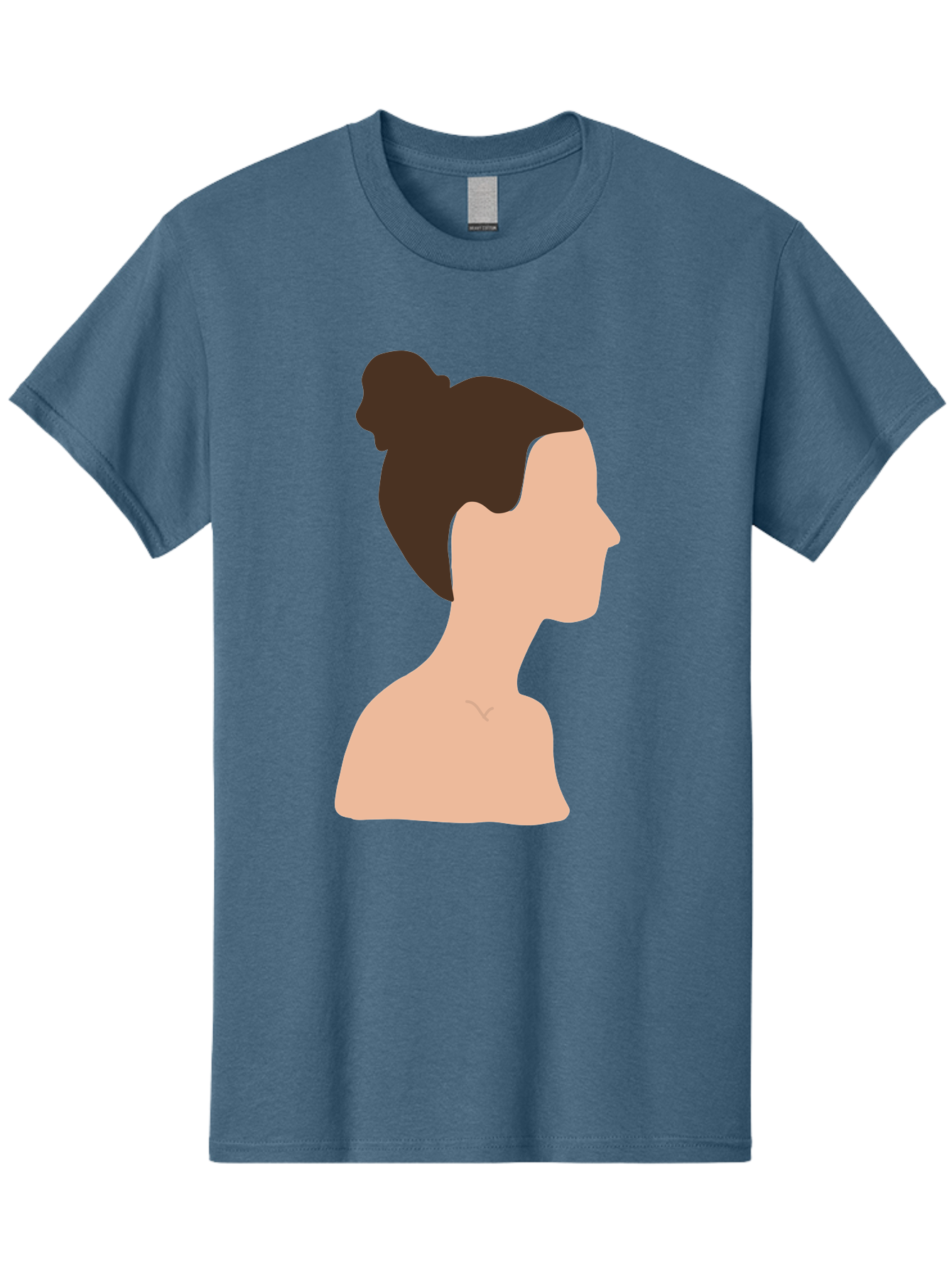 Woman-Profile-1 Men'S Graphic Tee, 100% Cotton, Comfortable Casual Summer Wear, Machine Washable, Woman Profile, Minimalist Portrait, Simple Illustration, Dark Hair, Bun Hairstyle, Featureless Face, Bare Shoulders, Clean Design, Modern Art Aae064 25