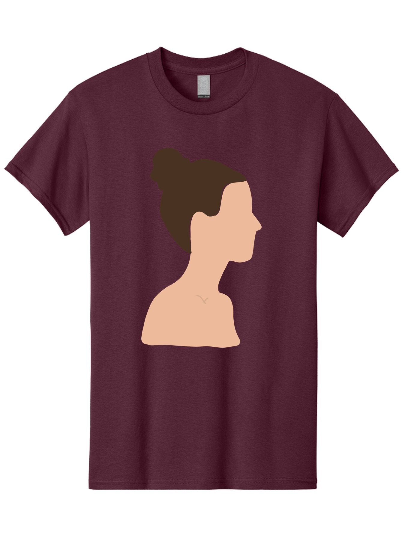 Woman-Profile-1 Men'S Graphic Tee, 100% Cotton, Comfortable Casual Summer Wear, Machine Washable, Woman Profile, Minimalist Portrait, Simple Illustration, Dark Hair, Bun Hairstyle, Featureless Face, Bare Shoulders, Clean Design, Modern Art Aae064 9