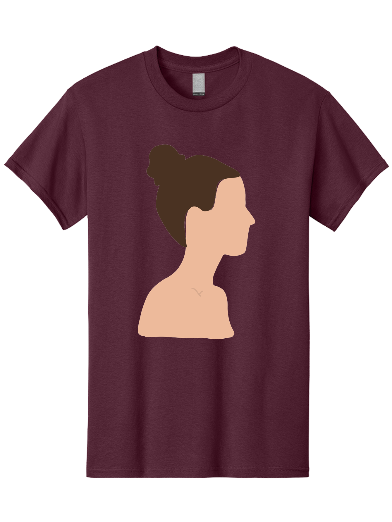 Woman-Profile-1 Men'S Graphic Tee, 100% Cotton, Comfortable Casual Summer Wear, Machine Washable, Woman Profile, Minimalist Portrait, Simple Illustration, Dark Hair, Bun Hairstyle, Featureless Face, Bare Shoulders, Clean Design, Modern Art Aae064 9