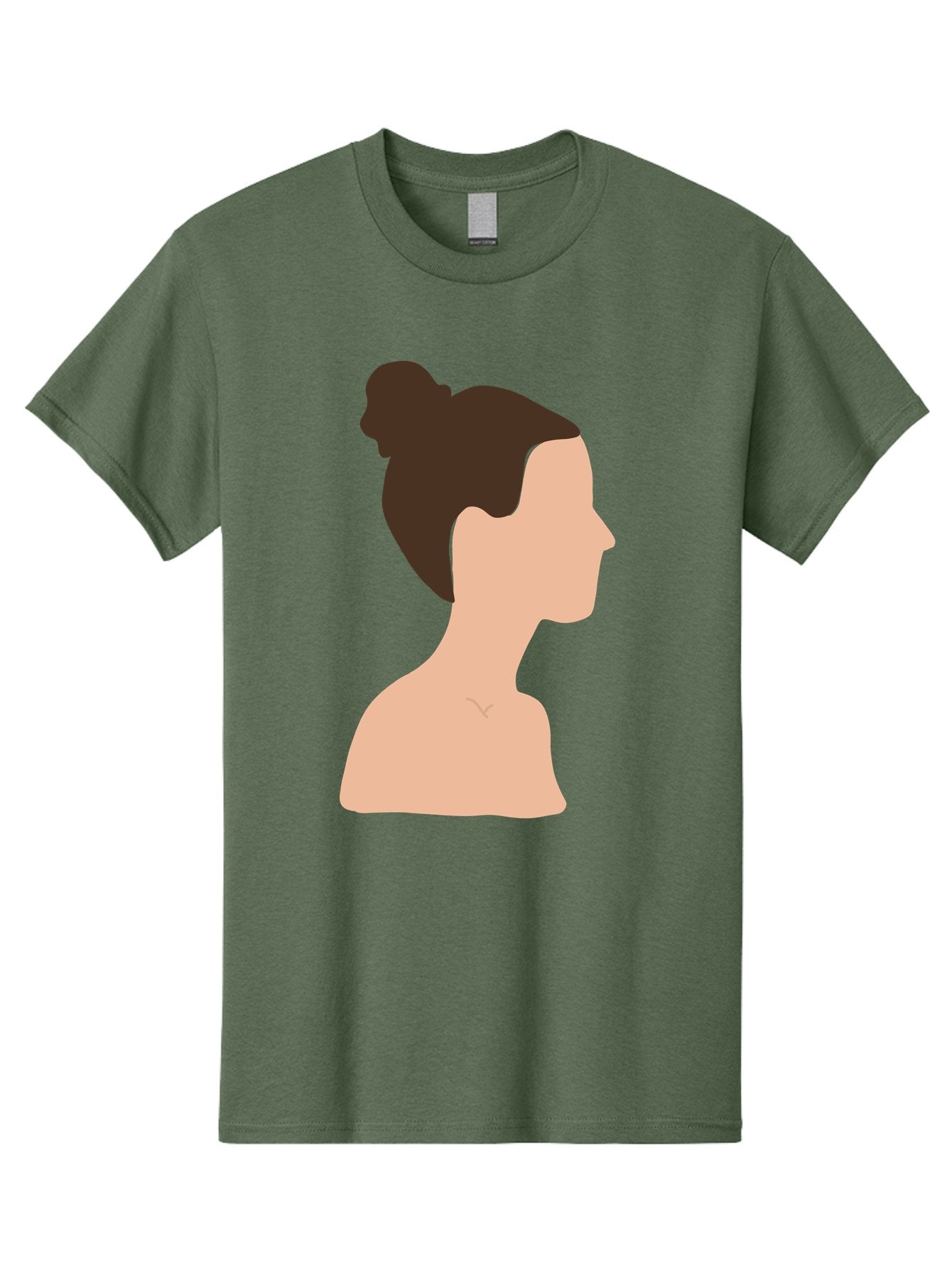 Woman-Profile-1 Men'S Graphic Tee, 100% Cotton, Comfortable Casual Summer Wear, Machine Washable, Woman Profile, Minimalist Portrait, Simple Illustration, Dark Hair, Bun Hairstyle, Featureless Face, Bare Shoulders, Clean Design, Modern Art Aae064 11