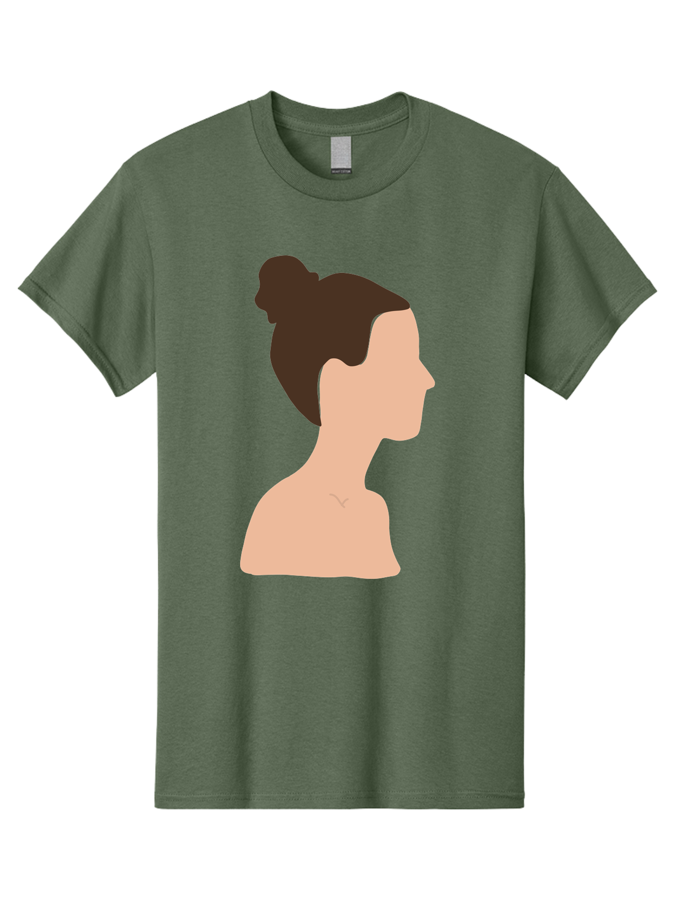 Woman-Profile-1 Men'S Graphic Tee, 100% Cotton, Comfortable Casual Summer Wear, Machine Washable, Woman Profile, Minimalist Portrait, Simple Illustration, Dark Hair, Bun Hairstyle, Featureless Face, Bare Shoulders, Clean Design, Modern Art Aae064 7