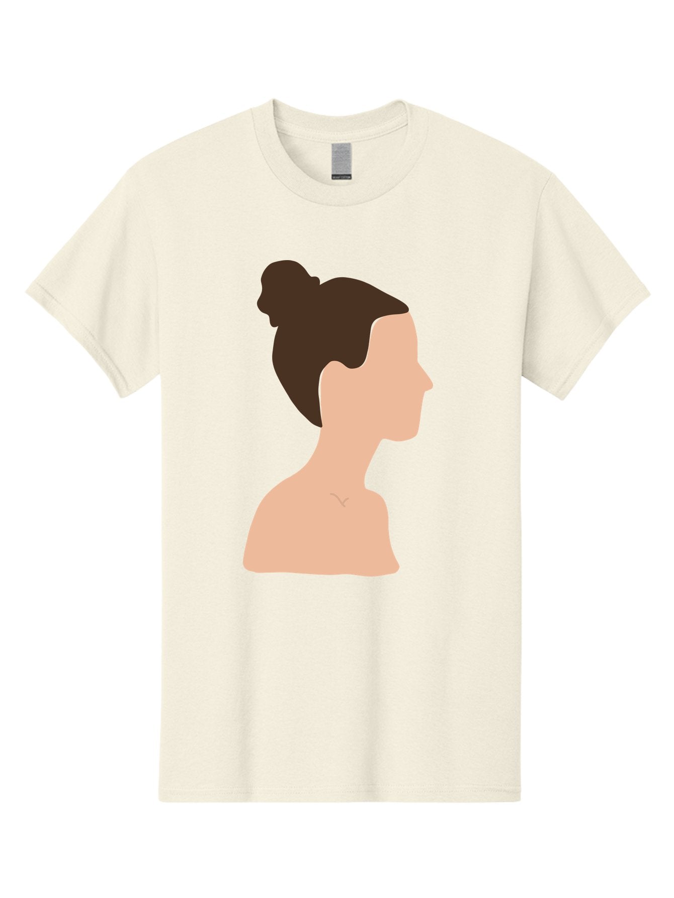 Woman-Profile-1 Men'S Graphic Tee, 100% Cotton, Comfortable Casual Summer Wear, Machine Washable, Woman Profile, Minimalist Portrait, Simple Illustration, Dark Hair, Bun Hairstyle, Featureless Face, Bare Shoulders, Clean Design, Modern Art Aae064 10