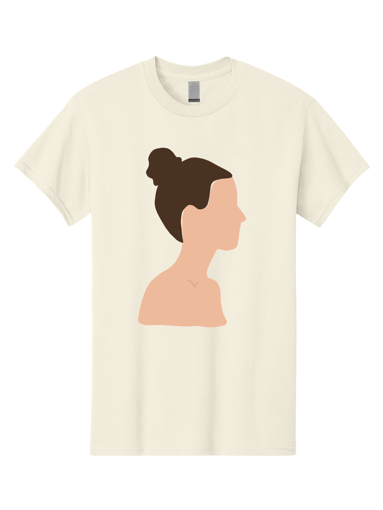 Woman-Profile-1 Men'S Graphic Tee, 100% Cotton, Comfortable Casual Summer Wear, Machine Washable, Woman Profile, Minimalist Portrait, Simple Illustration, Dark Hair, Bun Hairstyle, Featureless Face, Bare Shoulders, Clean Design, Modern Art Aae064 27