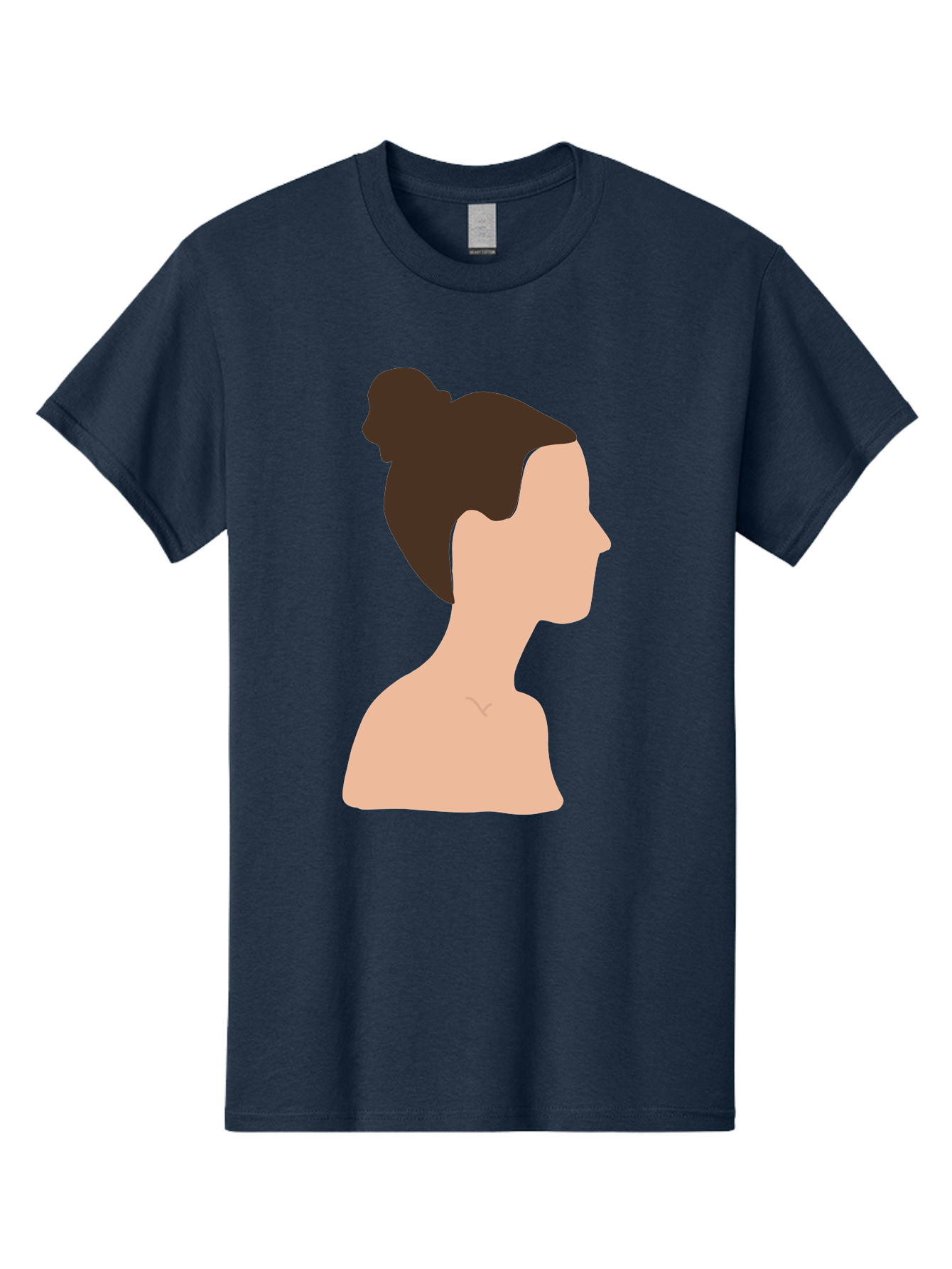 Woman-Profile-1 Men'S Graphic Tee, 100% Cotton, Comfortable Casual Summer Wear, Machine Washable, Woman Profile, Minimalist Portrait, Simple Illustration, Dark Hair, Bun Hairstyle, Featureless Face, Bare Shoulders, Clean Design, Modern Art Aae064 3