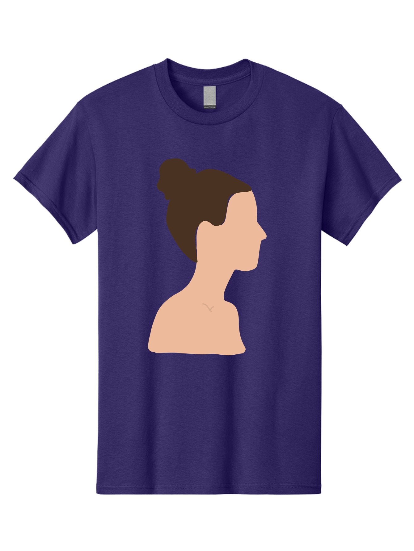 Woman-Profile-1 Men'S Graphic Tee, 100% Cotton, Comfortable Casual Summer Wear, Machine Washable, Woman Profile, Minimalist Portrait, Simple Illustration, Dark Hair, Bun Hairstyle, Featureless Face, Bare Shoulders, Clean Design, Modern Art Aae064 13