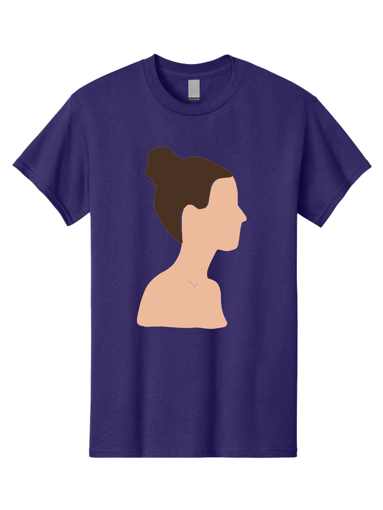 Woman-Profile-1 Men'S Graphic Tee, 100% Cotton, Comfortable Casual Summer Wear, Machine Washable, Woman Profile, Minimalist Portrait, Simple Illustration, Dark Hair, Bun Hairstyle, Featureless Face, Bare Shoulders, Clean Design, Modern Art Aae064 29