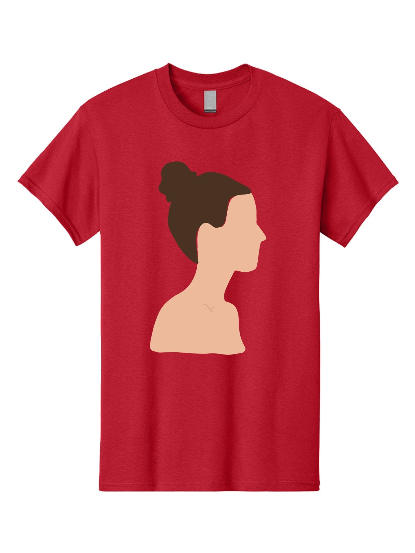 Woman-Profile-1 Men'S Graphic Tee, 100% Cotton, Comfortable Casual Summer Wear, Machine Washable, Woman Profile, Minimalist Portrait, Simple Illustration, Dark Hair, Bun Hairstyle, Featureless Face, Bare Shoulders, Clean Design, Modern Art Aae064 3