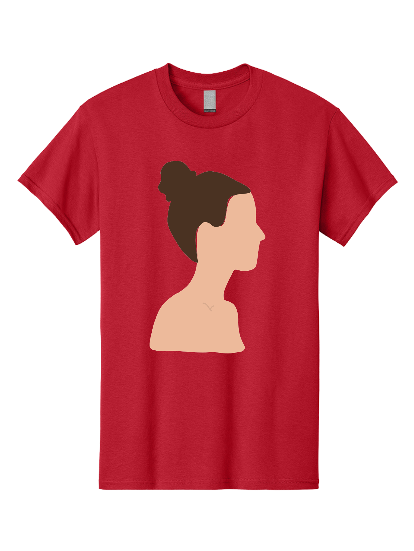 Woman-Profile-1 Men'S Graphic Tee, 100% Cotton, Comfortable Casual Summer Wear, Machine Washable, Woman Profile, Minimalist Portrait, Simple Illustration, Dark Hair, Bun Hairstyle, Featureless Face, Bare Shoulders, Clean Design, Modern Art Aae064 17