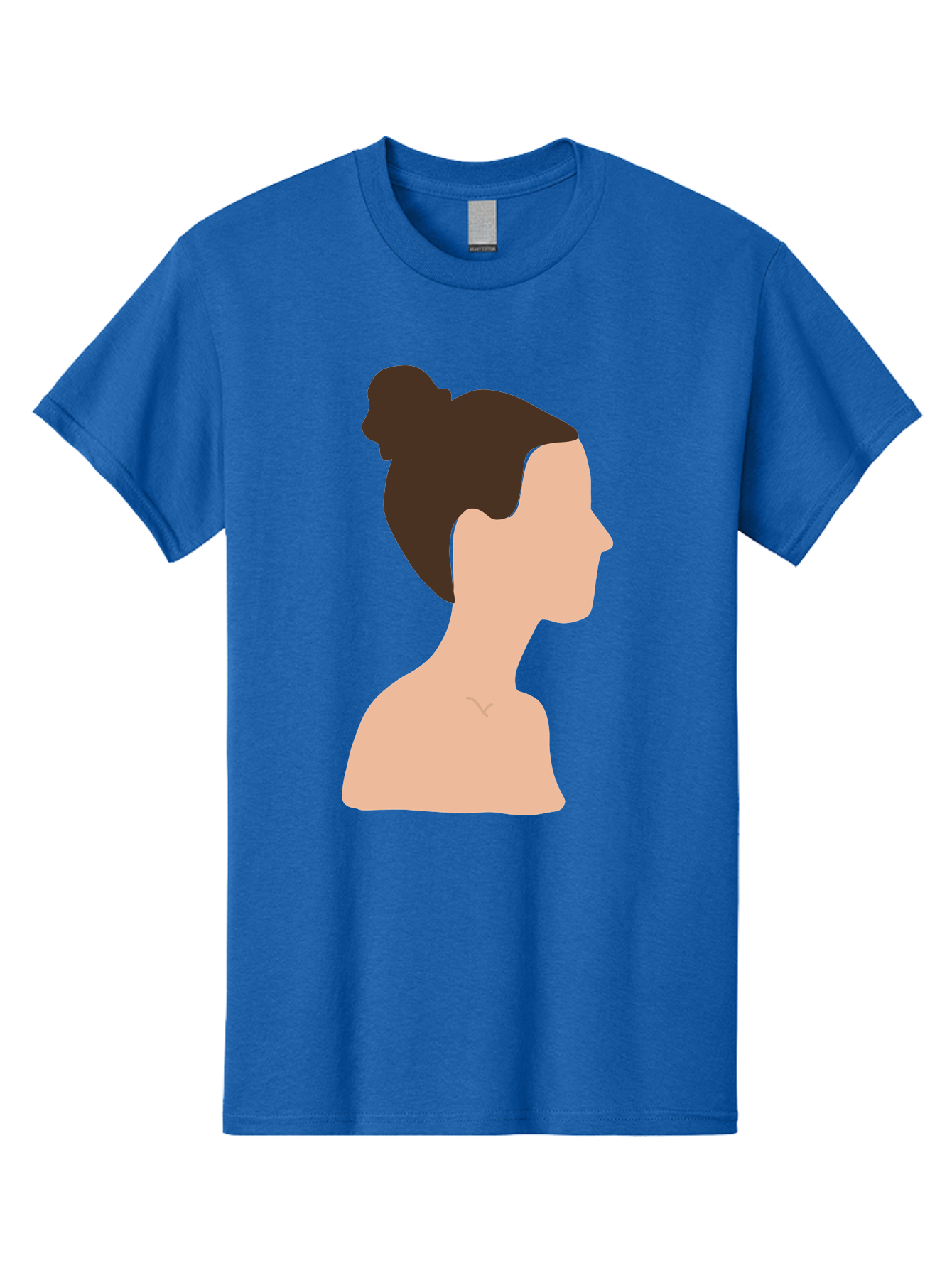 Woman-Profile-1 Men'S Graphic Tee, 100% Cotton, Comfortable Casual Summer Wear, Machine Washable, Woman Profile, Minimalist Portrait, Simple Illustration, Dark Hair, Bun Hairstyle, Featureless Face, Bare Shoulders, Clean Design, Modern Art Aae064 21