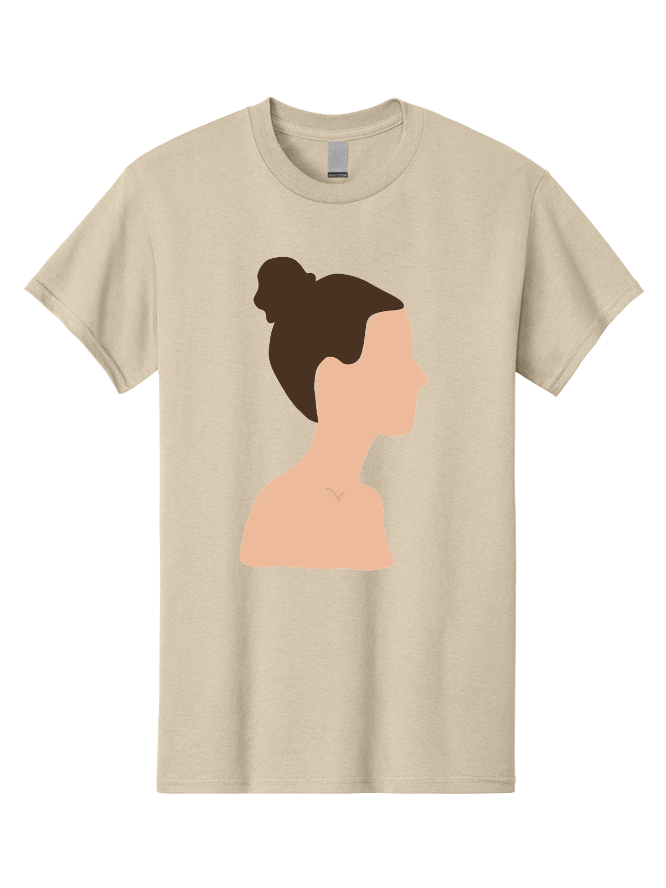 Woman-Profile-1 Men'S Graphic Tee, 100% Cotton, Comfortable Casual Summer Wear, Machine Washable, Woman Profile, Minimalist Portrait, Simple Illustration, Dark Hair, Bun Hairstyle, Featureless Face, Bare Shoulders, Clean Design, Modern Art Aae064 19