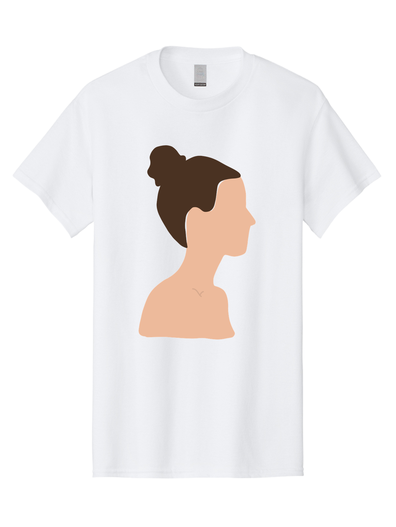 Woman-Profile-1 Men'S Graphic Tee, 100% Cotton, Comfortable Casual Summer Wear, Machine Washable, Woman Profile, Minimalist Portrait, Simple Illustration, Dark Hair, Bun Hairstyle, Featureless Face, Bare Shoulders, Clean Design, Modern Art Aae064
