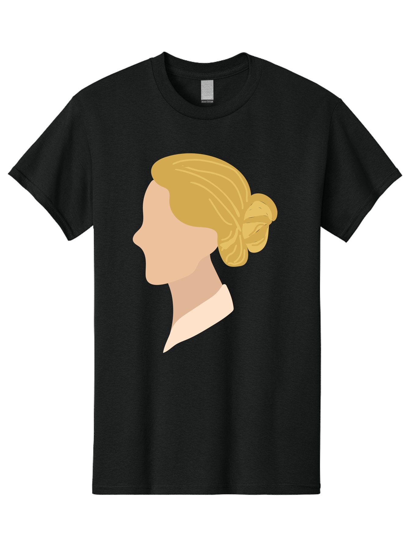 Woman-Profile Men'S Graphic Tee, 100% Cotton, Comfortable Casual Summer Wear, Machine Washable, Blonde Woman, Side Profile, Minimalist Design, Clean Lines, Simple Shapes, Elegant Hairstyle, Professional Illustration, Modern Art, Female Profile Aae065 6