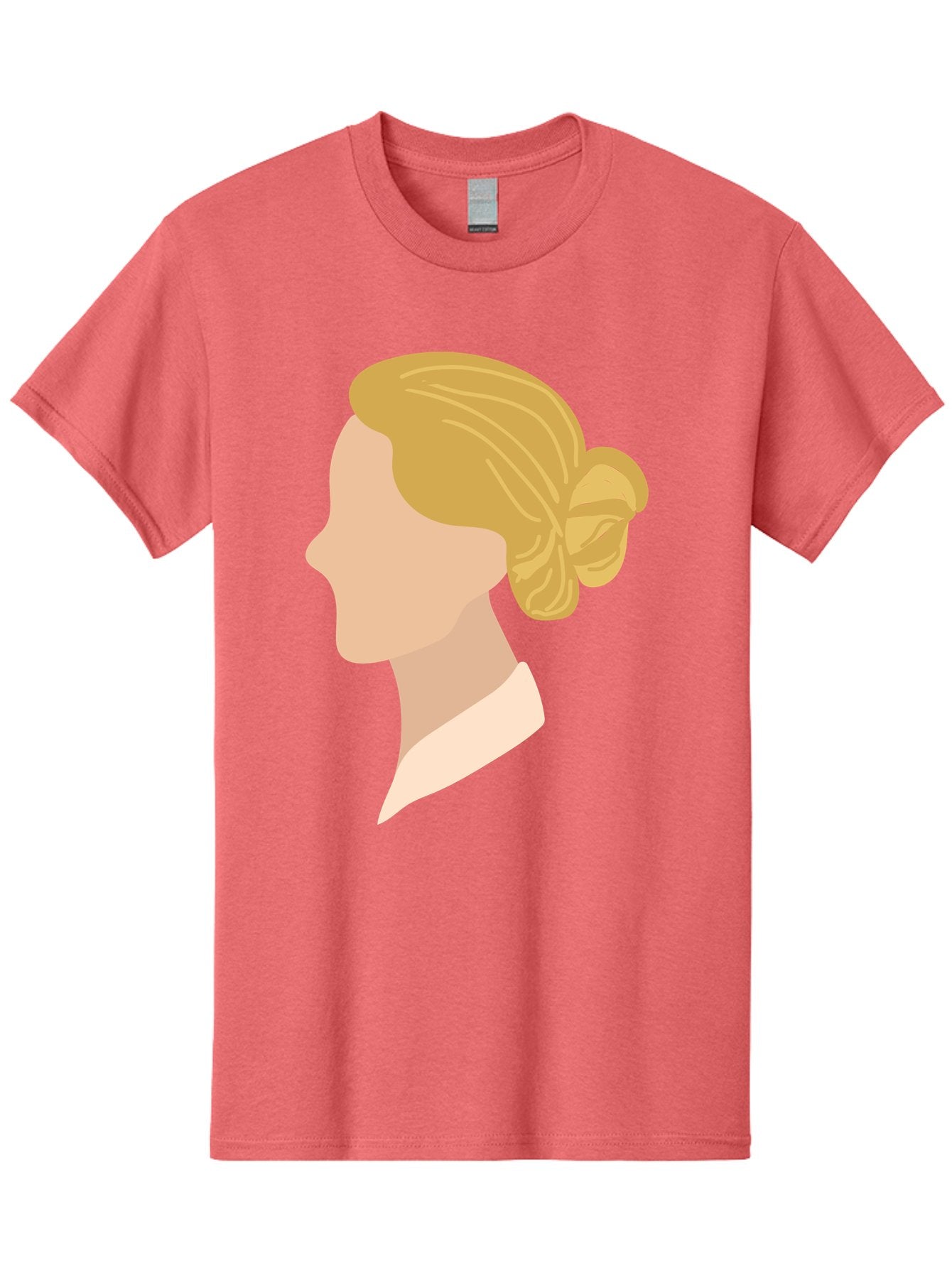 Woman-Profile Men'S Graphic Tee, 100% Cotton, Comfortable Casual Summer Wear, Machine Washable, Blonde Woman, Side Profile, Minimalist Design, Clean Lines, Simple Shapes, Elegant Hairstyle, Professional Illustration, Modern Art, Female Profile Aae065