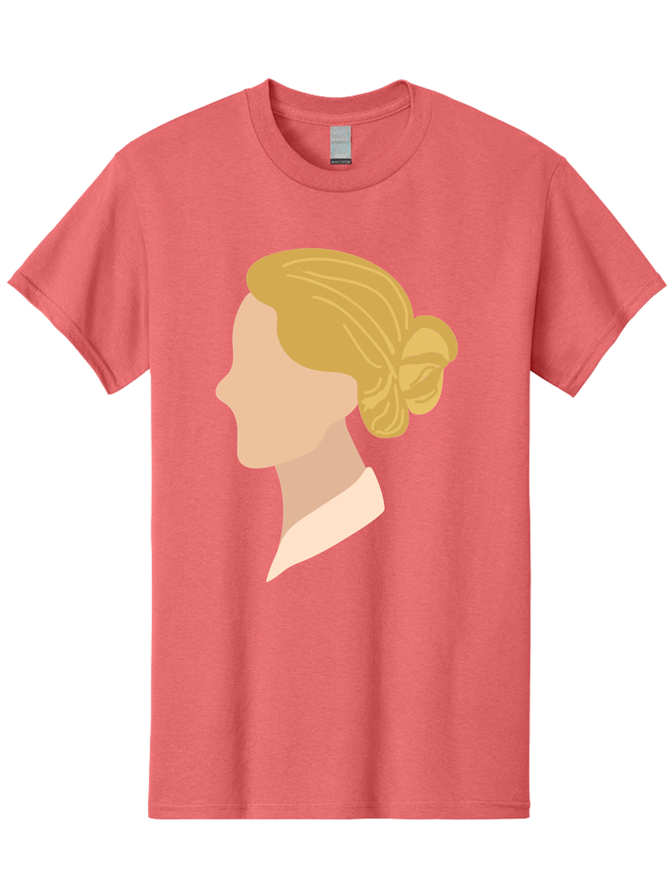 Woman-Profile Men'S Graphic Tee, 100% Cotton, Comfortable Casual Summer Wear, Machine Washable, Blonde Woman, Side Profile, Minimalist Design, Clean Lines, Simple Shapes, Elegant Hairstyle, Professional Illustration, Modern Art, Female Profile Aae065 21