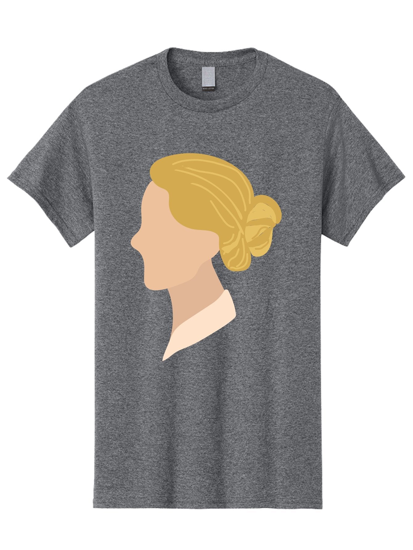 Woman-Profile Men'S Graphic Tee, 100% Cotton, Comfortable Casual Summer Wear, Machine Washable, Blonde Woman, Side Profile, Minimalist Design, Clean Lines, Simple Shapes, Elegant Hairstyle, Professional Illustration, Modern Art, Female Profile Aae065 3