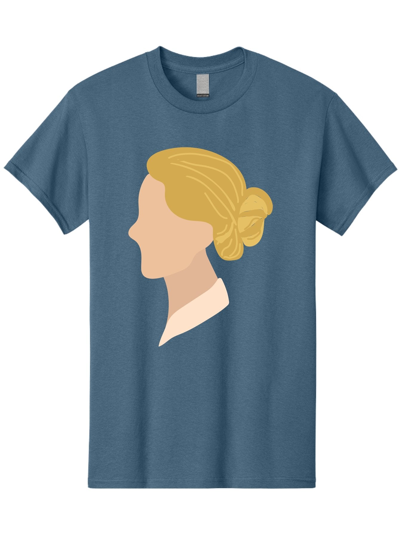 Woman-Profile Men'S Graphic Tee, 100% Cotton, Comfortable Casual Summer Wear, Machine Washable, Blonde Woman, Side Profile, Minimalist Design, Clean Lines, Simple Shapes, Elegant Hairstyle, Professional Illustration, Modern Art, Female Profile Aae065 8