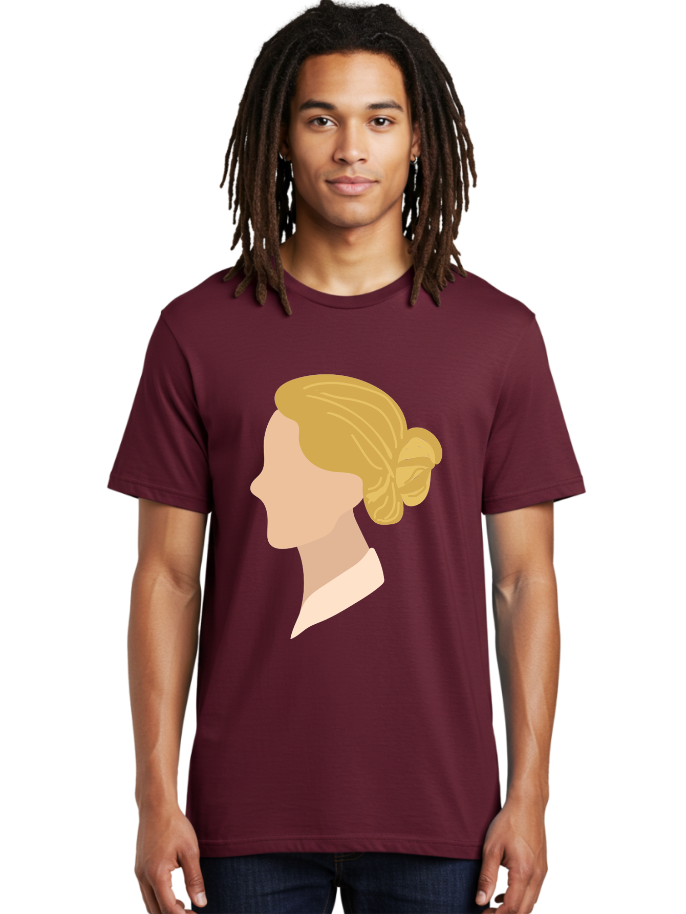 Woman-Profile Men'S Graphic Tee, 100% Cotton, Comfortable Casual Summer Wear, Machine Washable, Blonde Woman, Side Profile, Minimalist Design, Clean Lines, Simple Shapes, Elegant Hairstyle, Professional Illustration, Modern Art, Female Profile Aae065 20