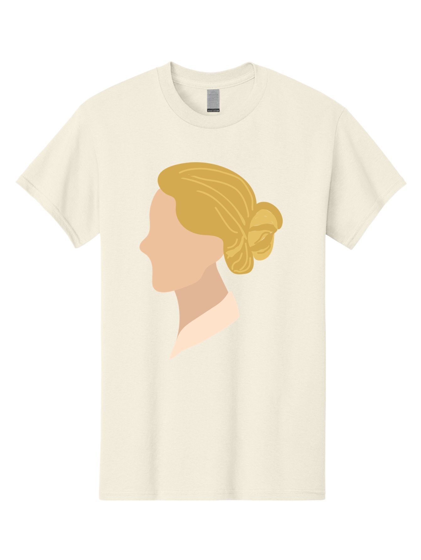 Woman-Profile Men'S Graphic Tee, 100% Cotton, Comfortable Casual Summer Wear, Machine Washable, Blonde Woman, Side Profile, Minimalist Design, Clean Lines, Simple Shapes, Elegant Hairstyle, Professional Illustration, Modern Art, Female Profile Aae065 13