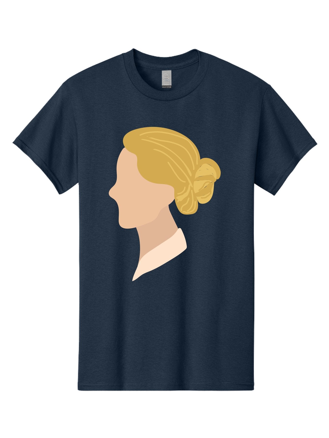 Woman-Profile Men'S Graphic Tee, 100% Cotton, Comfortable Casual Summer Wear, Machine Washable, Blonde Woman, Side Profile, Minimalist Design, Clean Lines, Simple Shapes, Elegant Hairstyle, Professional Illustration, Modern Art, Female Profile Aae065 4