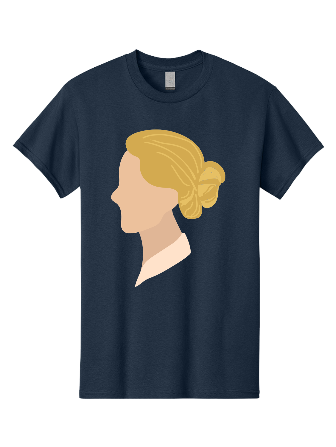 Woman-Profile Men'S Graphic Tee, 100% Cotton, Comfortable Casual Summer Wear, Machine Washable, Blonde Woman, Side Profile, Minimalist Design, Clean Lines, Simple Shapes, Elegant Hairstyle, Professional Illustration, Modern Art, Female Profile Aae065 23