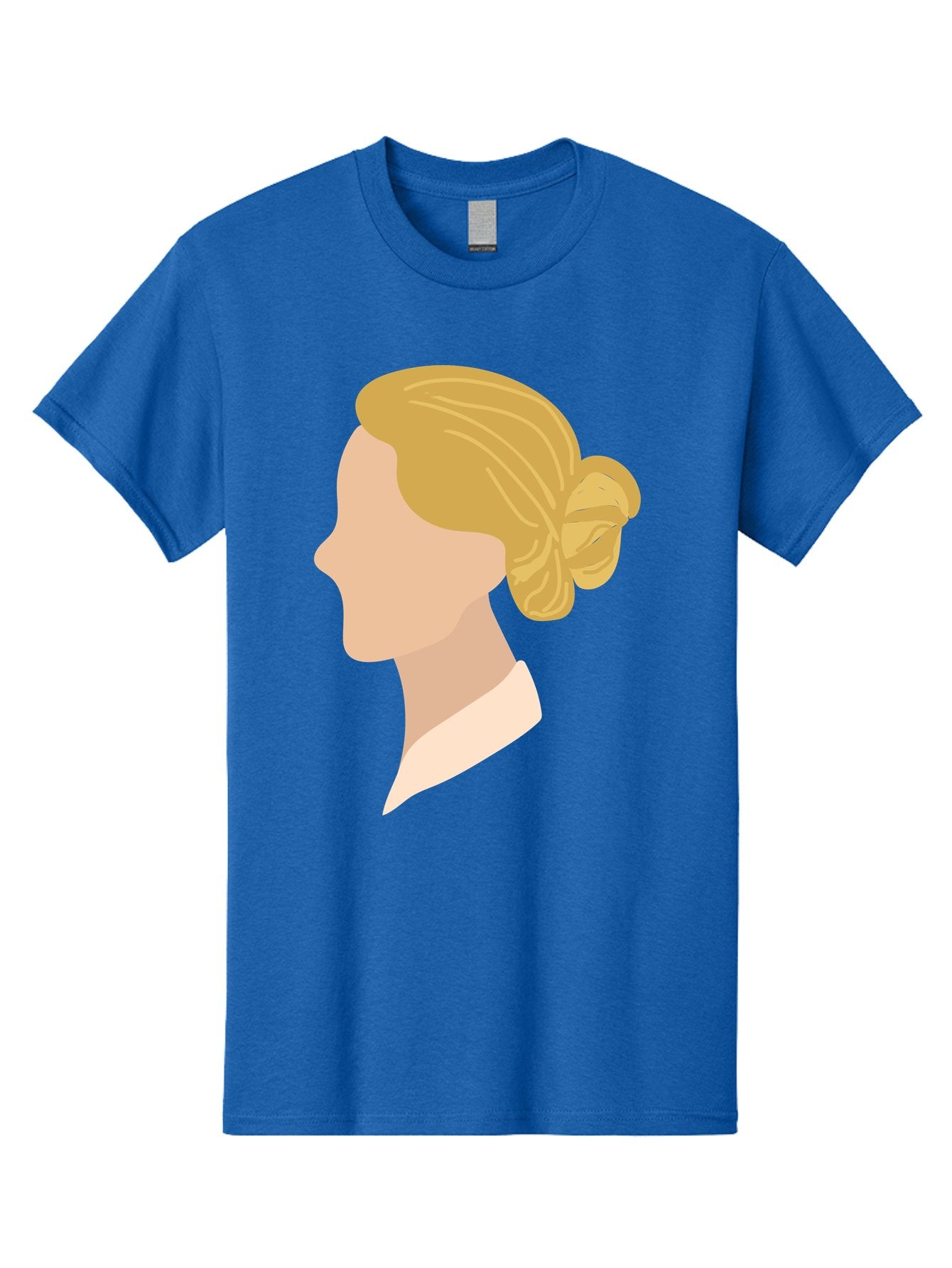 Woman-Profile Men'S Graphic Tee, 100% Cotton, Comfortable Casual Summer Wear, Machine Washable, Blonde Woman, Side Profile, Minimalist Design, Clean Lines, Simple Shapes, Elegant Hairstyle, Professional Illustration, Modern Art, Female Profile Aae065 5