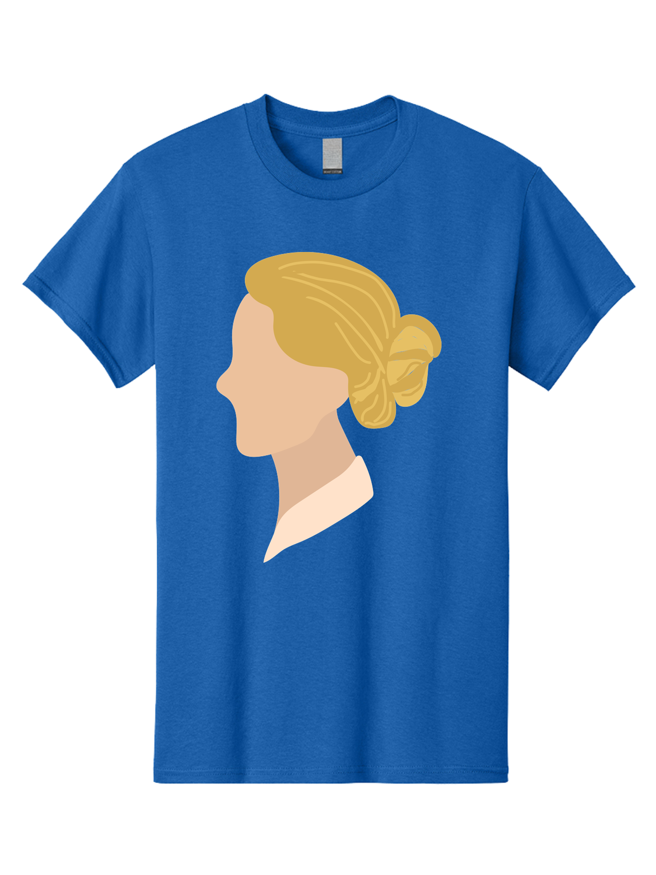 Woman-Profile Men'S Graphic Tee, 100% Cotton, Comfortable Casual Summer Wear, Machine Washable, Blonde Woman, Side Profile, Minimalist Design, Clean Lines, Simple Shapes, Elegant Hairstyle, Professional Illustration, Modern Art, Female Profile Aae065 15