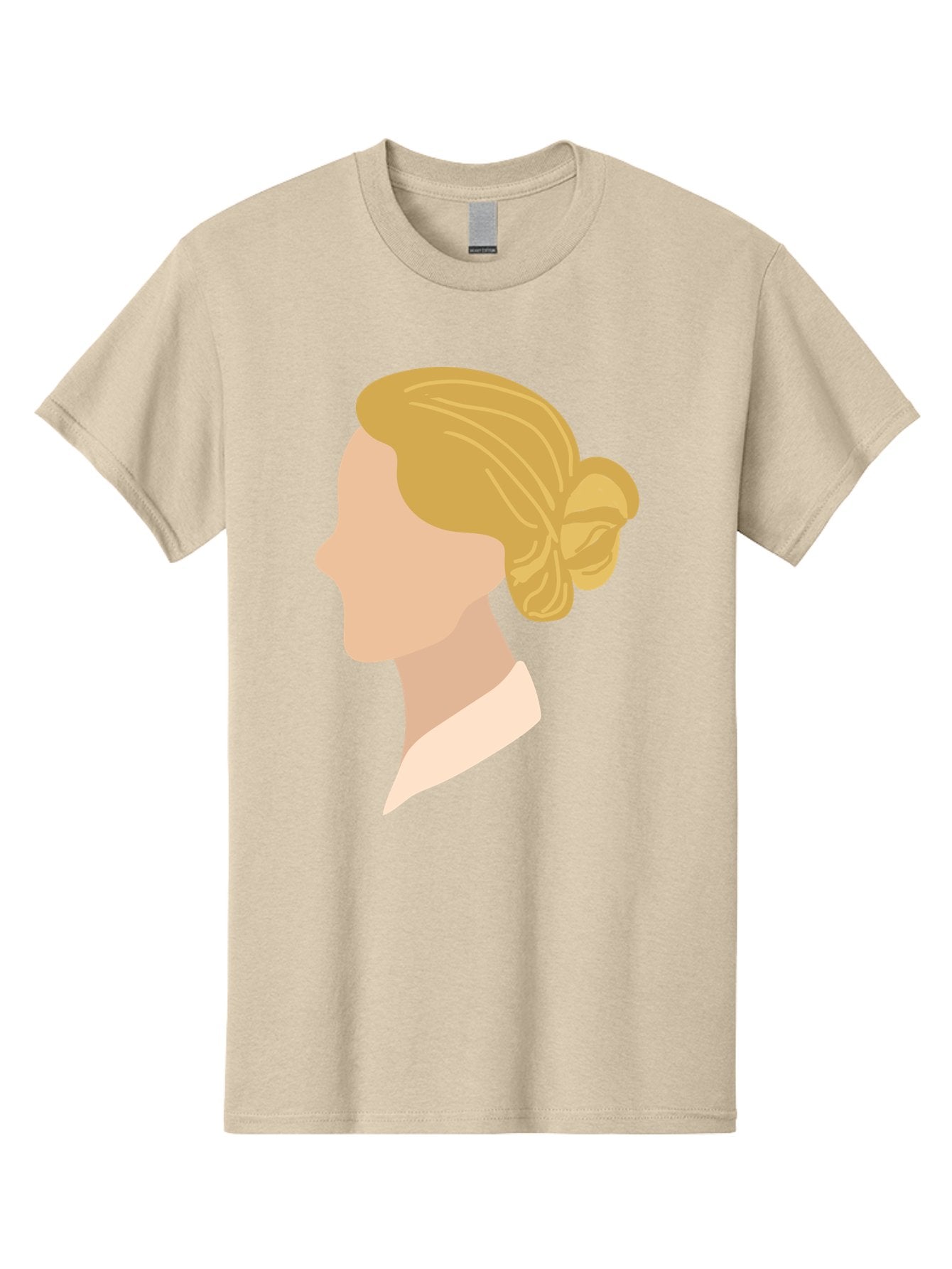 Woman-Profile Men'S Graphic Tee, 100% Cotton, Comfortable Casual Summer Wear, Machine Washable, Blonde Woman, Side Profile, Minimalist Design, Clean Lines, Simple Shapes, Elegant Hairstyle, Professional Illustration, Modern Art, Female Profile Aae065 15