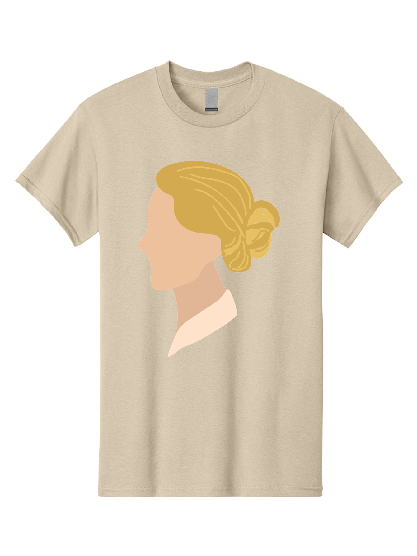 Woman-Profile Men'S Graphic Tee, 100% Cotton, Comfortable Casual Summer Wear, Machine Washable, Blonde Woman, Side Profile, Minimalist Design, Clean Lines, Simple Shapes, Elegant Hairstyle, Professional Illustration, Modern Art, Female Profile Aae065