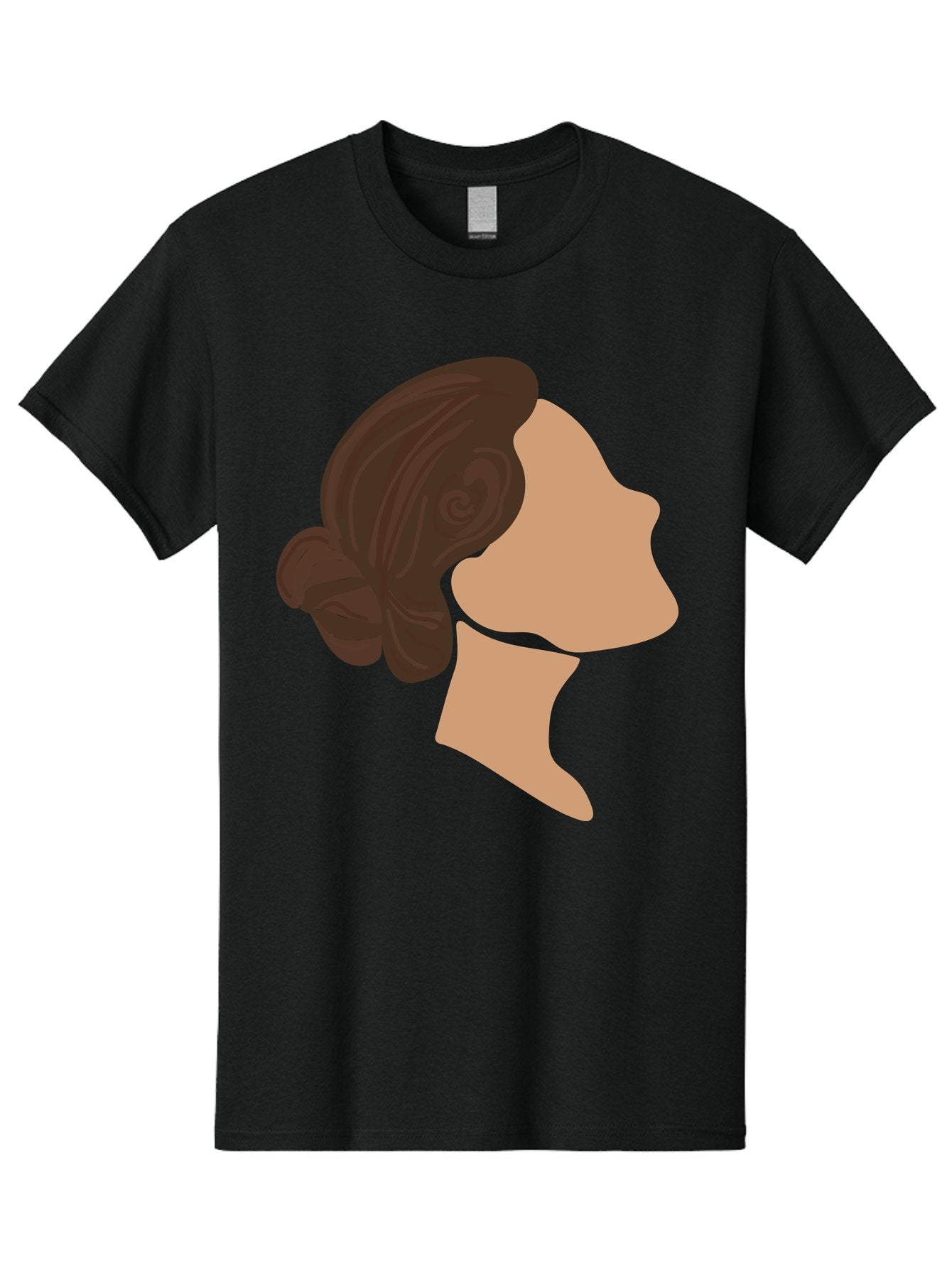Woman-S-Profile Men'S Graphic Tee, 100% Cotton, Comfortable Casual Summer Wear, Machine Washable, Woman'S Silhouette, Profile View, Brunette Hair, Elegant Hairstyle, Simple Design, Minimalist Art, Female Figure Aae066