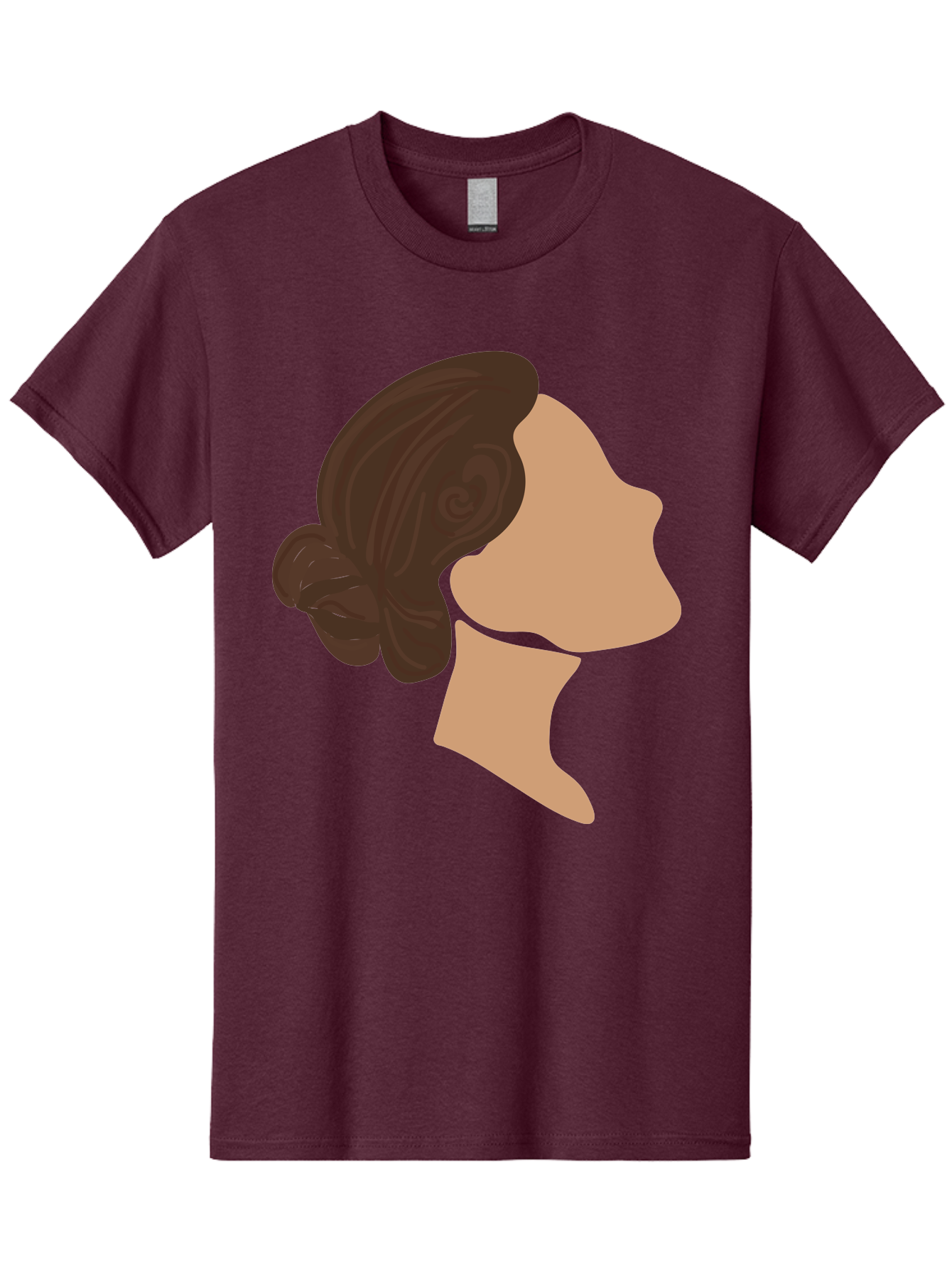 Woman-S-Profile Men'S Graphic Tee, 100% Cotton, Comfortable Casual Summer Wear, Machine Washable, Woman'S Silhouette, Profile View, Brunette Hair, Elegant Hairstyle, Simple Design, Minimalist Art, Female Figure Aae066